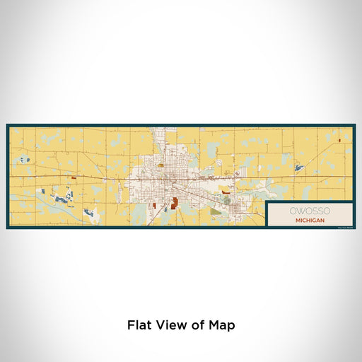 Flat View of Map Custom Owosso Michigan Map Enamel Mug in Woodblock