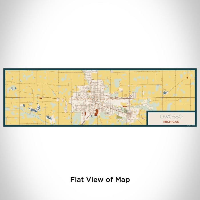 Flat View of Map Custom Owosso Michigan Map Enamel Mug in Woodblock