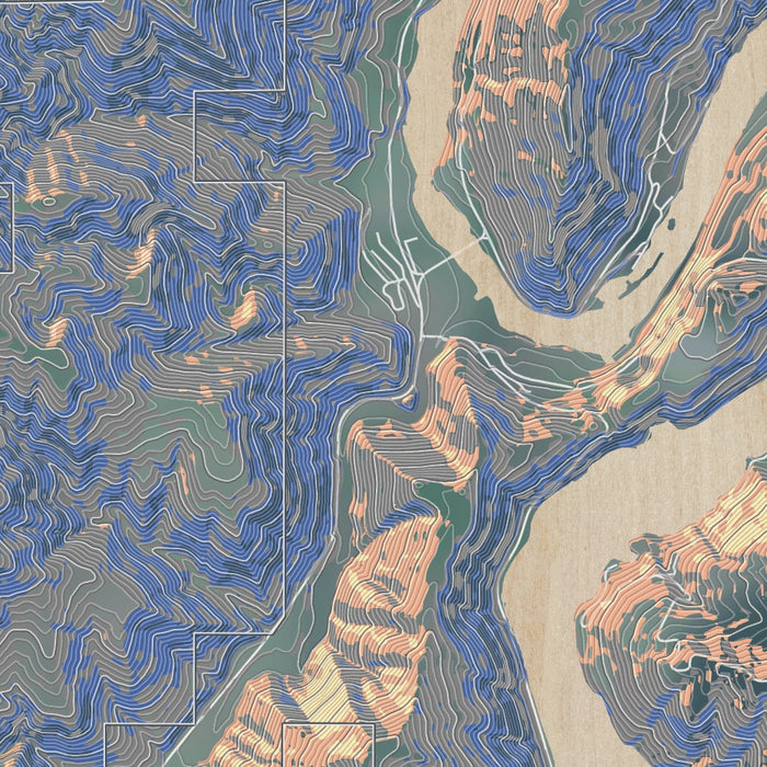 Oxbow Oregon Map Print in Afternoon Style Zoomed In Close Up Showing Details