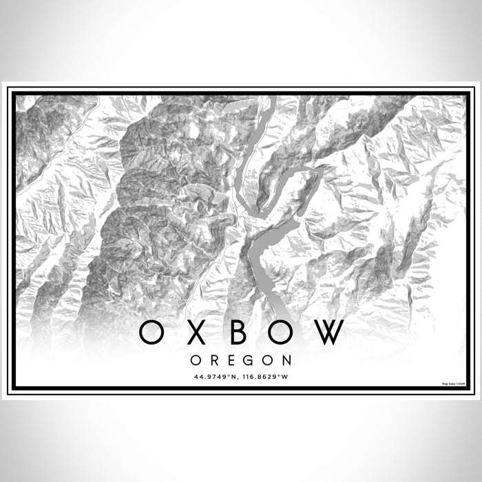 Oxbow Oregon Map Print Landscape Orientation in Classic Style With Shaded Background