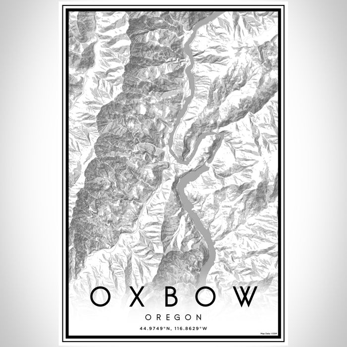 Oxbow Oregon Map Print Portrait Orientation in Classic Style With Shaded Background