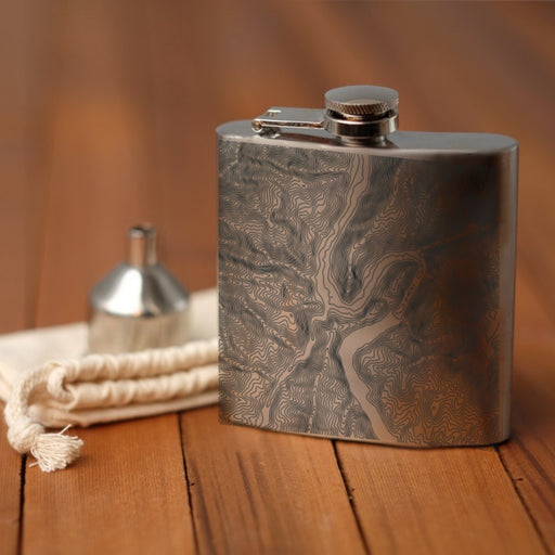 Oxbow Oregon Custom Engraved City Map Inscription Coordinates on 6oz Stainless Steel Flask