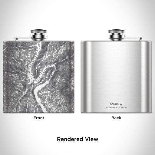 Rendered View of Oxbow Oregon Map Engraving on 6oz Stainless Steel Flask