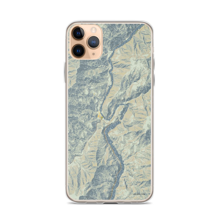 Custom iPhone 11 Pro Max Oxbow Oregon Map Phone Case in Woodblock