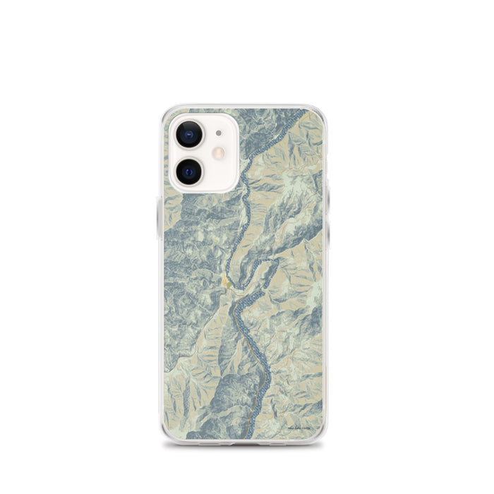 Custom iPhone 12 mini Oxbow Oregon Map Phone Case in Woodblock