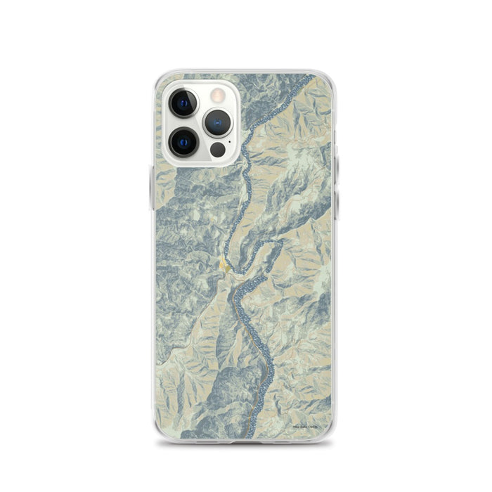 Custom iPhone 12 Pro Oxbow Oregon Map Phone Case in Woodblock