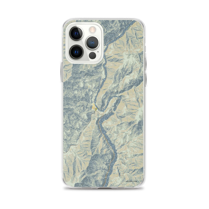 Custom iPhone 12 Pro Max Oxbow Oregon Map Phone Case in Woodblock
