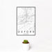 12x18 Oxford Alabama Map Print Portrait Orientation in Classic Style With Small Cactus Plant in White Planter