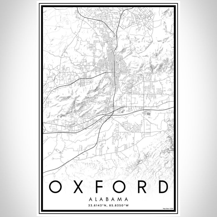 Oxford Alabama Map Print Portrait Orientation in Classic Style With Shaded Background