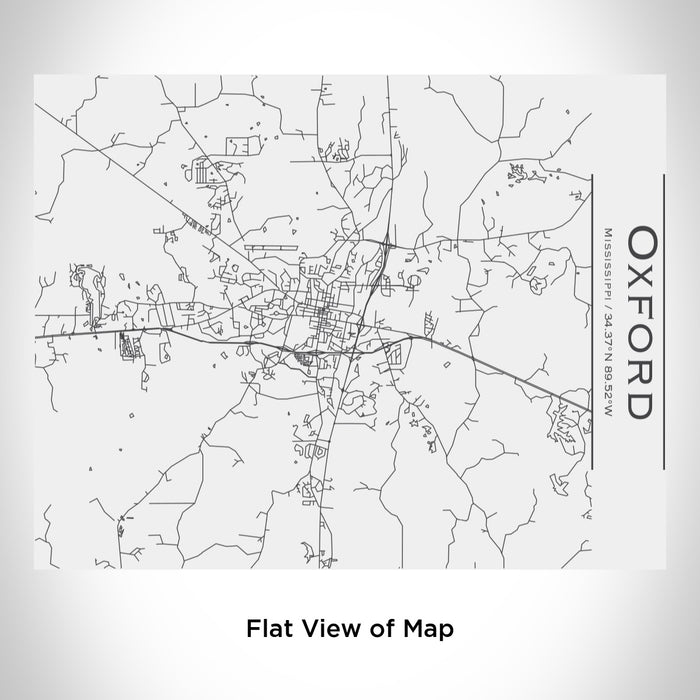 Rendered View of Oxford Mississippi Map Engraving on 20oz Stainless Steel Insulated Bottle with Bamboo Top in White