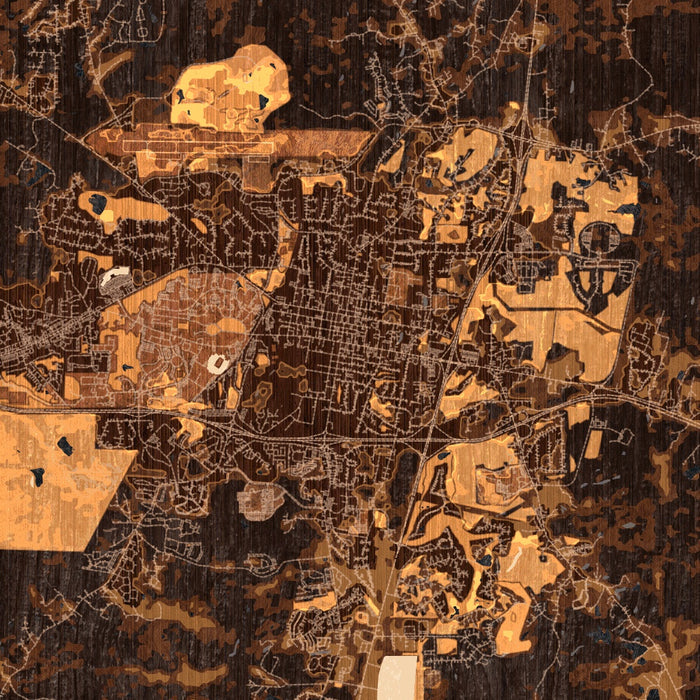 Oxford Mississippi Map Print in Ember Style Zoomed In Close Up Showing Details