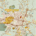 Oxford Mississippi Map Print in Woodblock Style Zoomed In Close Up Showing Details