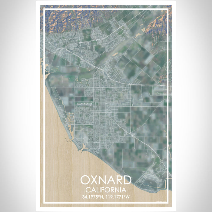 Oxnard California Map Print Portrait Orientation in Afternoon Style With Shaded Background