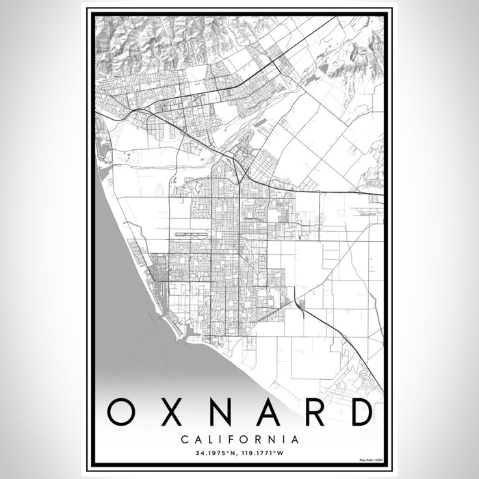 Oxnard California Map Print Portrait Orientation in Classic Style With Shaded Background