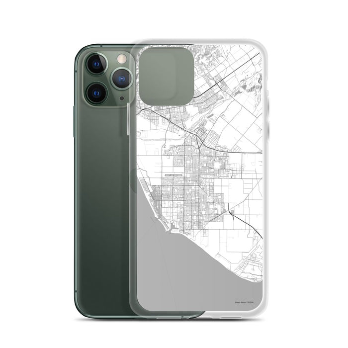 Custom Oxnard California Map Phone Case in Classic on Table with Laptop and Plant