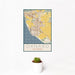 12x18 Oxnard California Map Print Portrait Orientation in Woodblock Style With Small Cactus Plant in White Planter