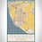 Oxnard California Map Print Portrait Orientation in Woodblock Style With Shaded Background