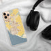 Custom Oxnard California Map Phone Case in Woodblock on Table with Black Headphones