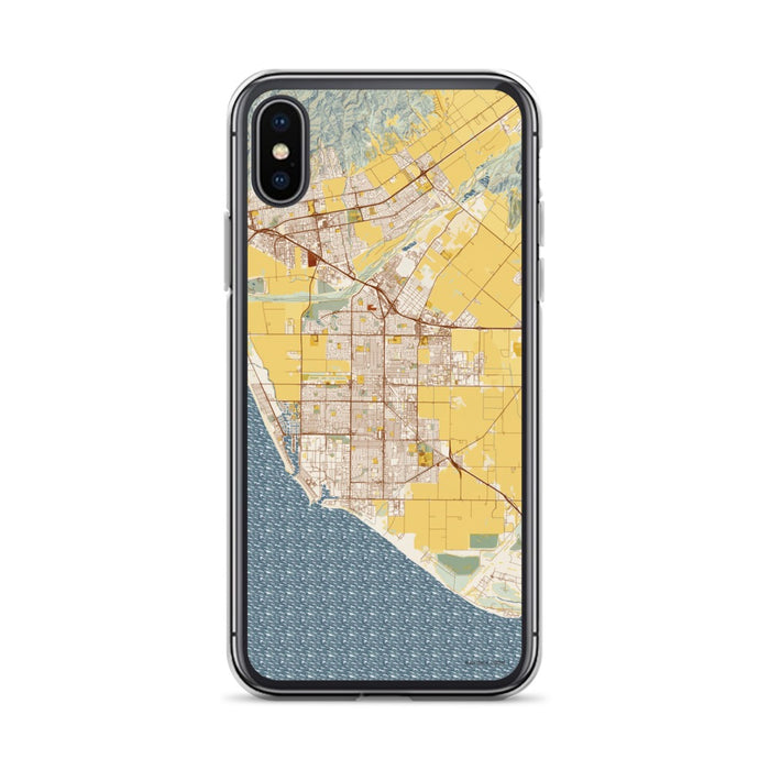 Custom Oxnard California Map Phone Case in Woodblock