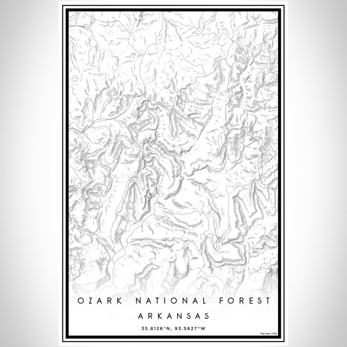 Ozark National Forest Arkansas Map Print Portrait Orientation in Classic Style With Shaded Background