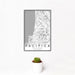 12x18 Pacifica California Map Print Portrait Orientation in Classic Style With Small Cactus Plant in White Planter