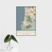 16x24 Pacifica California Map Print Portrait Orientation in Woodblock Style With Tropical Plant Leaves in Water