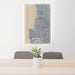 24x36 Pacifica California Map Print Portrait Orientation in Afternoon Style Behind 2 Chairs Table and Potted Plant
