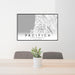 24x36 Pacifica California Map Print Lanscape Orientation in Classic Style Behind 2 Chairs Table and Potted Plant