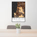 24x36 Pacifica California Map Print Portrait Orientation in Ember Style Behind 2 Chairs Table and Potted Plant