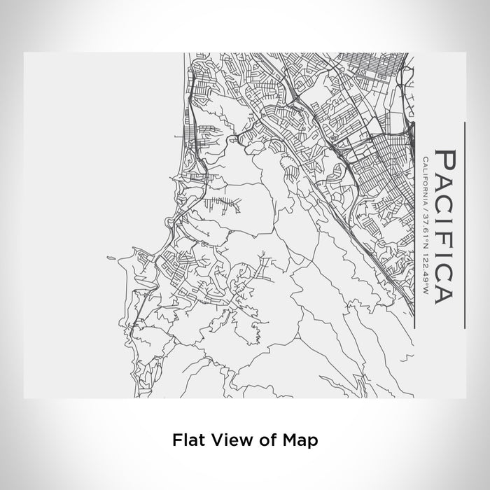 Rendered View of Pacifica California Map Engraving on 20oz Stainless Steel Insulated Bottle with Bamboo Top in White