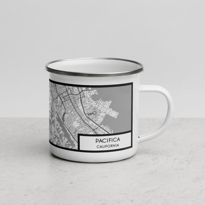 Right View Custom Pacifica California Map Enamel Mug in Classic