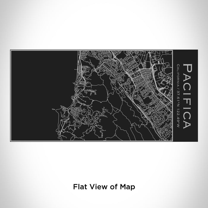 Rendered View of Pacifica California Map Engraving on 17oz Stainless Steel Insulated Cola Bottle in Black