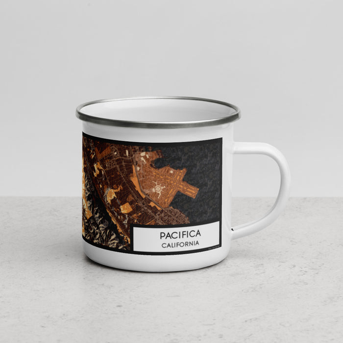Right View Custom Pacifica California Map Enamel Mug in Ember