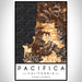 Pacifica California Map Print Portrait Orientation in Ember Style With Shaded Background