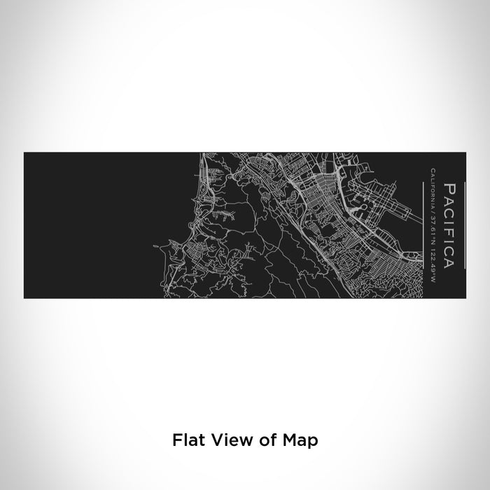 Rendered View of Pacifica California Map Engraving on 10oz Stainless Steel Insulated Cup with Sliding Lid in Black