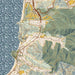 Pacifica California Map Print in Woodblock Style Zoomed In Close Up Showing Details