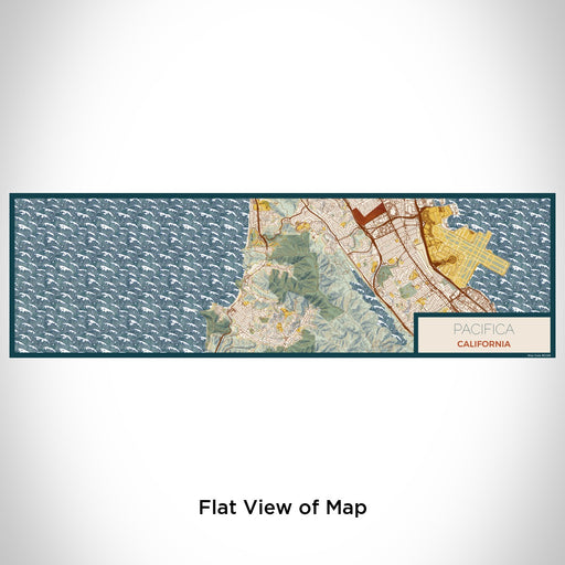 Flat View of Map Custom Pacifica California Map Enamel Mug in Woodblock
