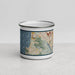 Front View Custom Pacifica California Map Enamel Mug in Woodblock