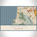 Pacifica California Map Print Landscape Orientation in Woodblock Style With Shaded Background