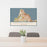 24x36 Pacific Grove California Map Print Lanscape Orientation in Woodblock Style Behind 2 Chairs Table and Potted Plant