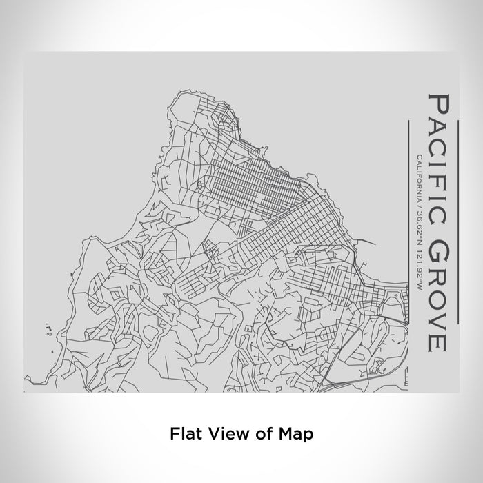 Rendered View of Pacific Grove California Map Engraving on 20oz Stainless Steel Insulated Bottle with Bamboo Top