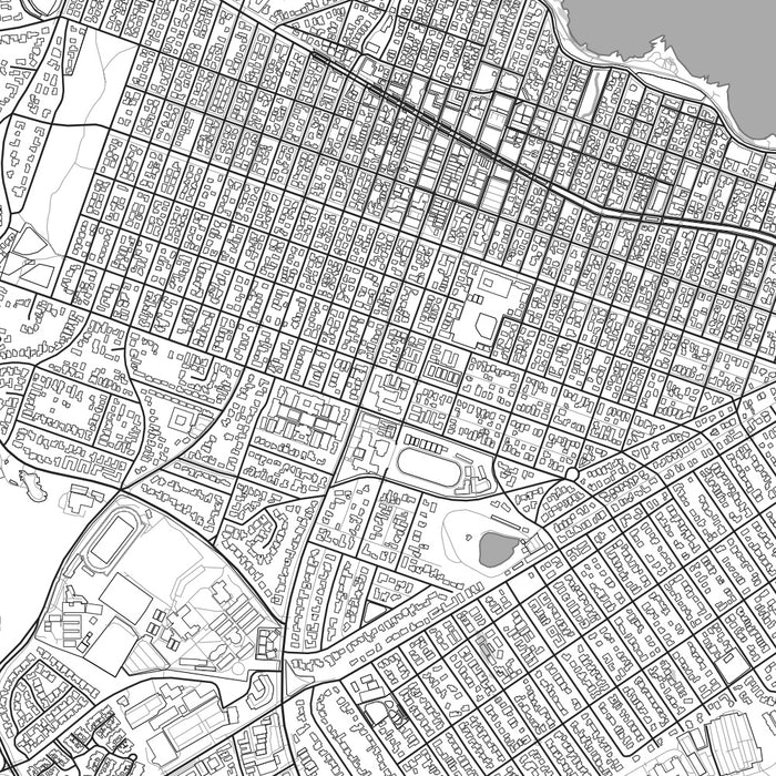 Pacific Grove California Map Print in Classic Style Zoomed In Close Up Showing Details