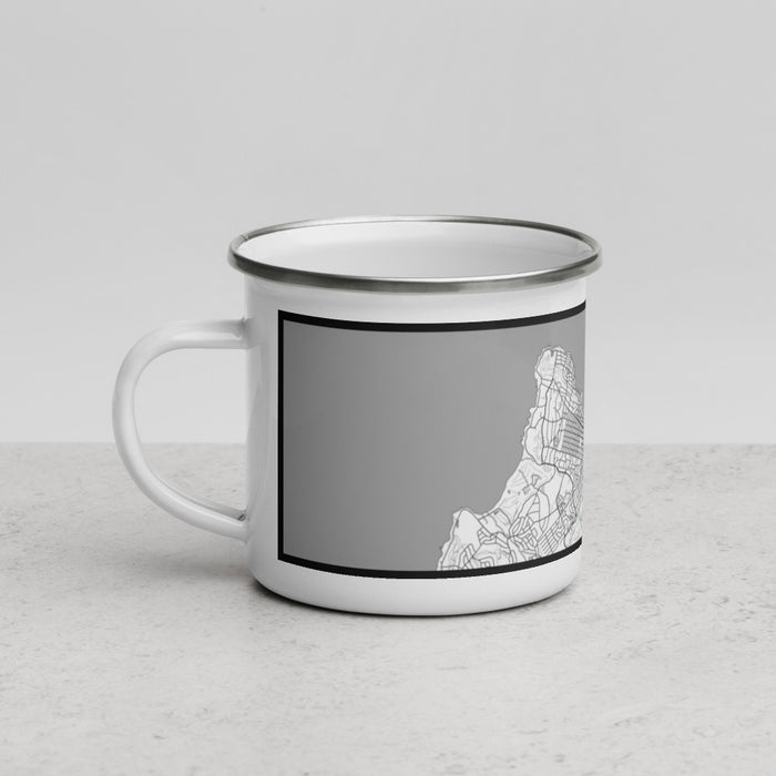 Left View Custom Pacific Grove California Map Enamel Mug in Classic