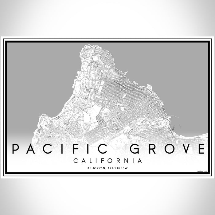 Pacific Grove California Map Print Landscape Orientation in Classic Style With Shaded Background