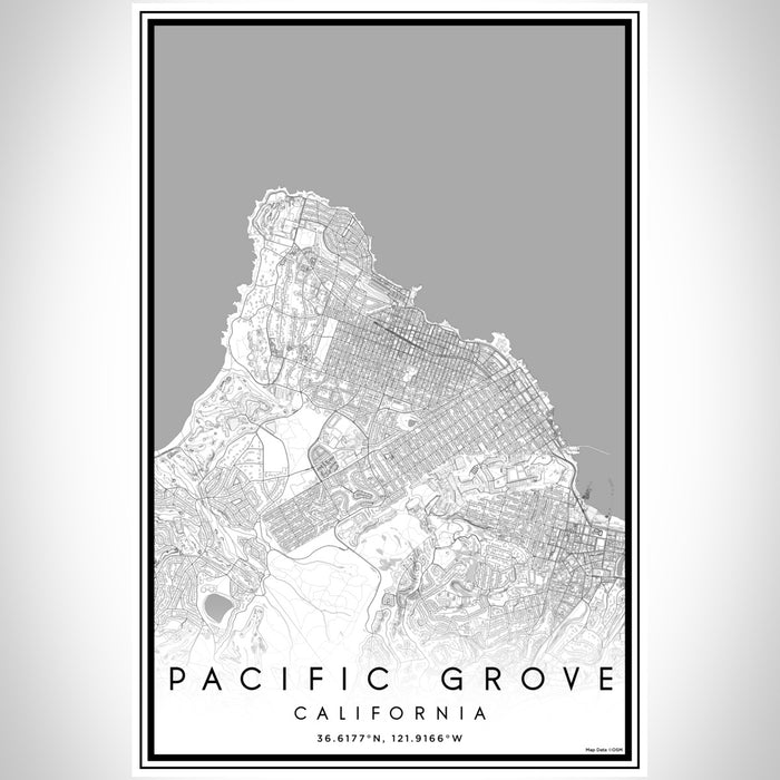 Pacific Grove California Map Print Portrait Orientation in Classic Style With Shaded Background