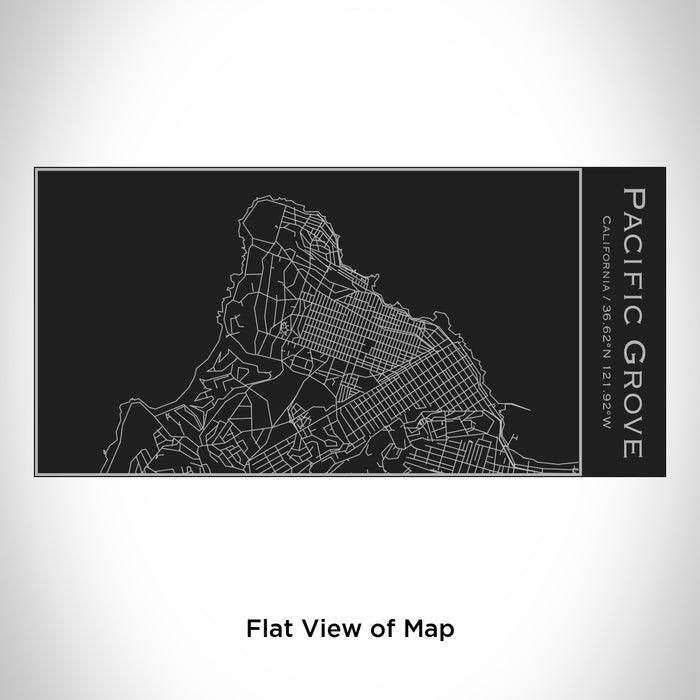 Rendered View of Pacific Grove California Map Engraving on 17oz Stainless Steel Insulated Cola Bottle in Black