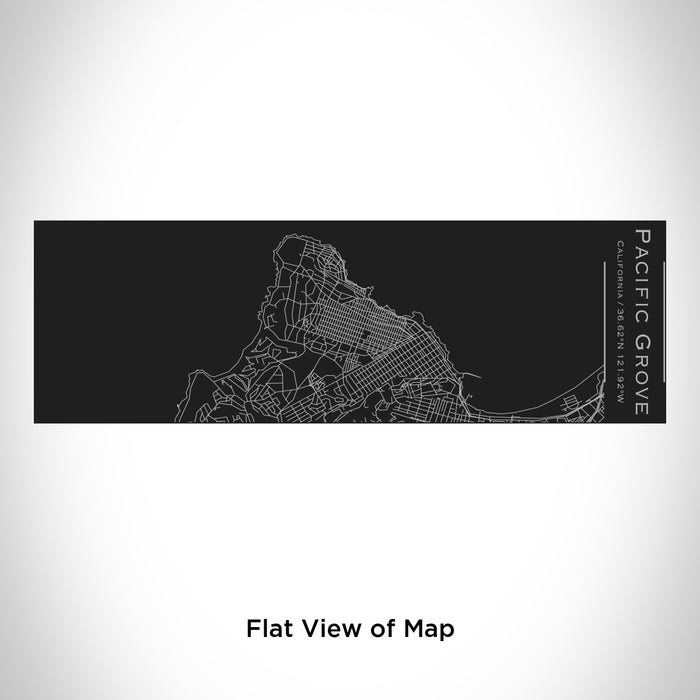 Rendered View of Pacific Grove California Map Engraving on 10oz Stainless Steel Insulated Cup with Sliding Lid in Black