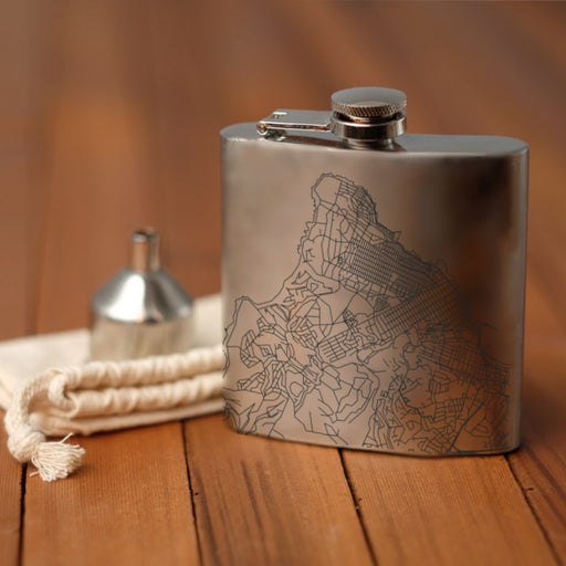 Pacific Grove California Custom Engraved City Map Inscription Coordinates on 6oz Stainless Steel Flask