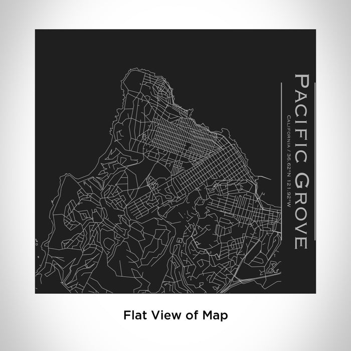 Rendered View of Pacific Grove California Map Engraving on 17oz Stainless Steel Insulated Tumbler in Black