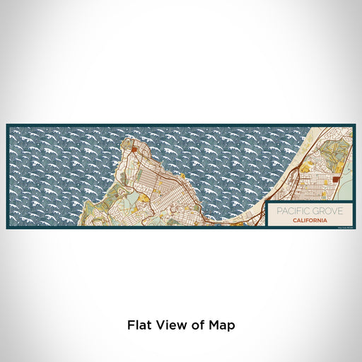 Flat View of Map Custom Pacific Grove California Map Enamel Mug in Woodblock